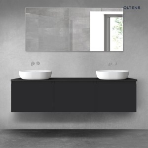 Oltens Vernal zestaw mebli łazienkowych 180 cm z blatem czarny mat 68549300