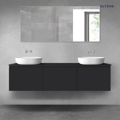 Oltens Vernal zestaw mebli łazienkowych 180 cm z blatem czarny mat 68549300