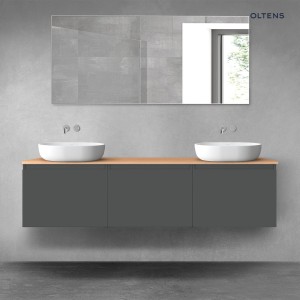 Oltens Vernal zestaw mebli łazienkowych 180 cm z blatem grafit mat/dąb 68493400