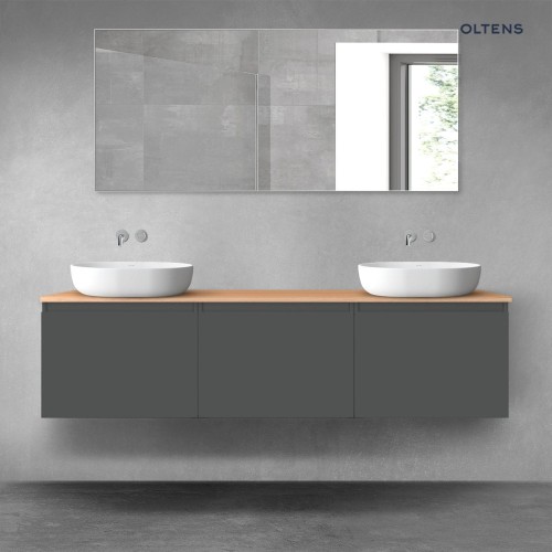 Oltens Vernal zestaw mebli łazienkowych 180 cm z blatem grafit mat/dąb 68493400