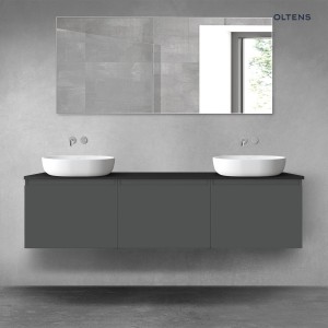 Oltens Vernal zestaw mebli łazienkowych 180 cm z blatem grafit mat/czarny mat 68500400