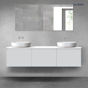 Oltens Vernal zestaw mebli łazienkowych 180 cm z blatem szary mat/biały połysk 68507300