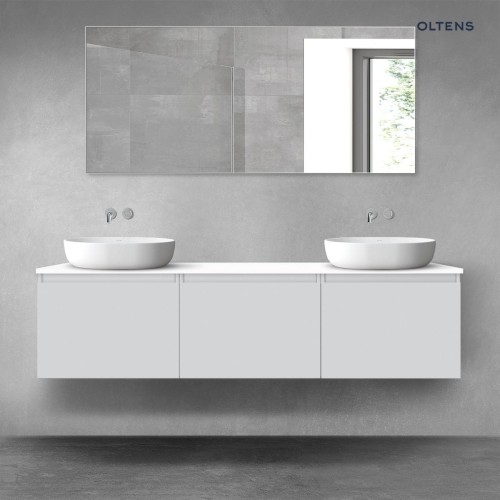 Oltens Vernal zestaw mebli łazienkowych 180 cm z blatem szary mat/biały połysk 68507300
