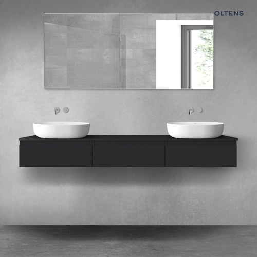Oltens Vernal zestaw mebli łazienkowych 180 cm z blatem czarny mat 68487300