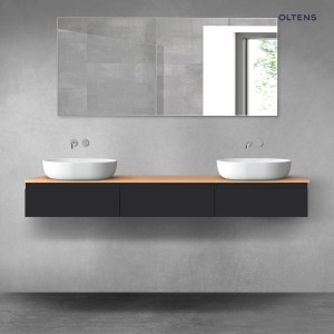 Oltens Vernal zestaw mebli łazienkowych 180 cm z blatem czarny mat/dąb 68492300