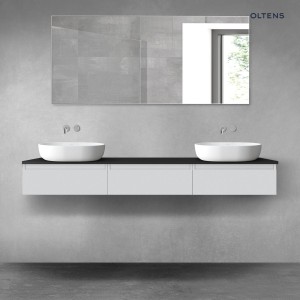 Oltens Vernal zestaw mebli łazienkowych 180 cm z blatem szary mat/czarny mat 68499700