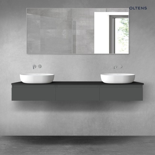 Oltens Vernal zestaw mebli łazienkowych 180 cm z blatem grafit mat/czarny mat 68499400