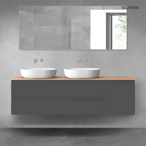 Oltens Vernal zestaw mebli łazienkowych 160 cm z blatem grafit mat/dąb 68480400