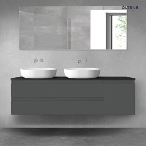 Oltens Vernal zestaw mebli łazienkowych 160 cm z blatem grafit mat/czarny mat 68482400