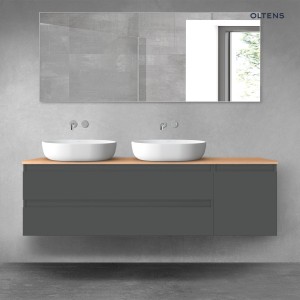 Oltens Vernal zestaw mebli łazienkowych 160 cm z blatem grafit mat/dąb 68484400