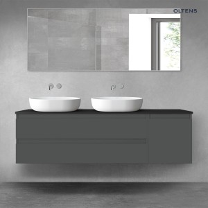 Oltens Vernal zestaw mebli łazienkowych 160 cm z blatem grafit mat/czarny mat 68486400