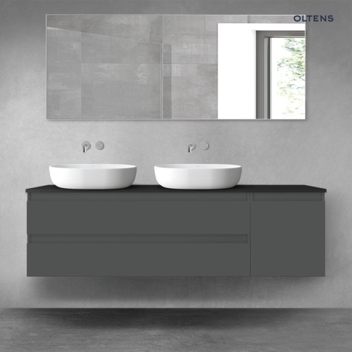 Oltens Vernal zestaw mebli łazienkowych 160 cm z blatem grafit mat/czarny mat 68486400