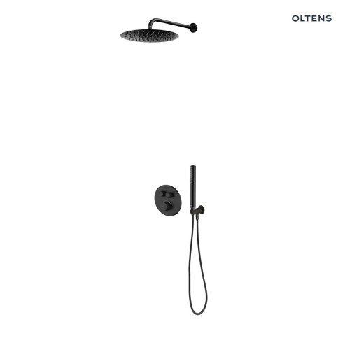 Zestaw Oltens Onega bateria podtynkowa z deszczownicą 30 cm Vindel i kompletem prysznicowym Ume czarny mat 36617300