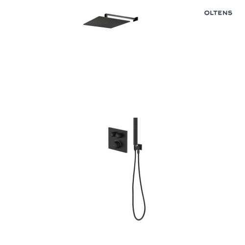Zestaw Oltens Onega (S) bateria podtynkowa z deszczownicą 22 cm Atran (S) i kompletem prysznicowym Sog czarny mat 36624300