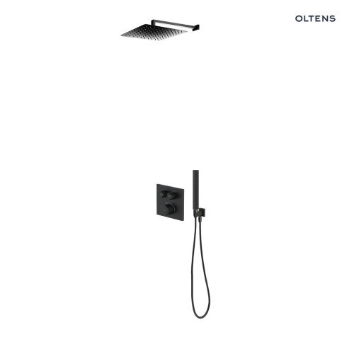 Zestaw Oltens Onega (S) bateria podtynkowa z deszczownicą 30 cm Vindel (S) i kompletem prysznicowym Sog czarny mat 36621300