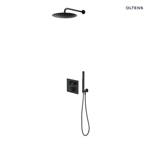 Zestaw Oltens Onega (S) bateria podtynkowa z deszczownicą 30 cm Vindel i kompletem prysznicowym Ume czarny mat 36620300