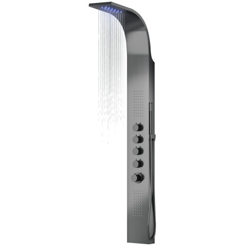 Panel prysznicowy Corsan SAMSARA Mieszacz Stal GunMetal Deszczownica LED