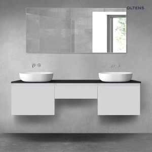 Oltens Vernal zestaw mebli łazienkowych 180 cm z blatem szary mat/czarny mat 68501700