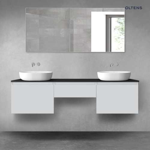 Oltens Vernal zestaw mebli łazienkowych 180 cm z blatem szary mat/czarny mat 68501700