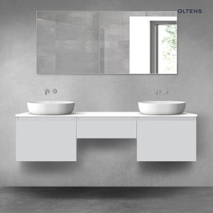 Oltens Vernal zestaw mebli łazienkowych 180 cm z blatem szary mat/biały połysk 68508700