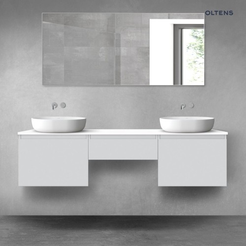 Oltens Vernal zestaw mebli łazienkowych 180 cm z blatem szary mat/biały połysk 68508700