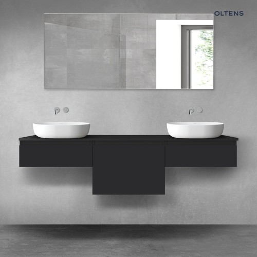 Oltens Vernal zestaw mebli łazienkowych 180 cm z blatem czarny mat 68488300