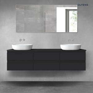 Oltens Vernal zestaw mebli łazienkowych 180 cm z blatem czarny mat 68489300