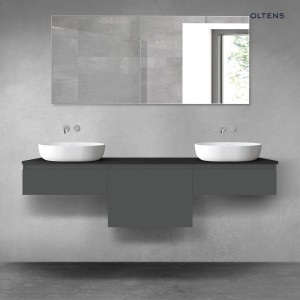 Oltens Vernal zestaw mebli łazienkowych 180 cm z blatem grafit mat/czarny mat 68502400