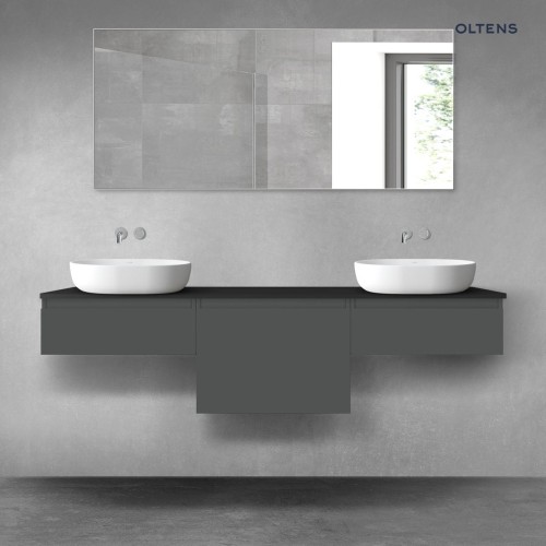 Oltens Vernal zestaw mebli łazienkowych 180 cm z blatem grafit mat/czarny mat 68502400