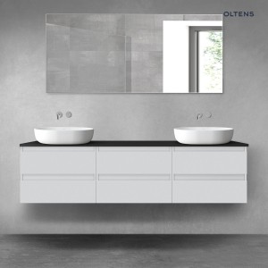 Oltens Vernal zestaw mebli łazienkowych 180 cm z blatem szary mat/czarny mat 68503700