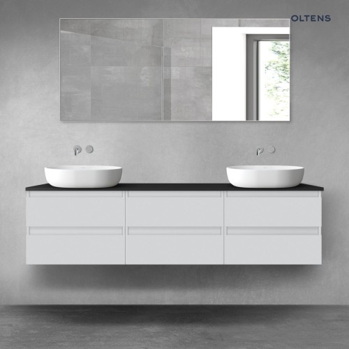 Oltens Vernal zestaw mebli łazienkowych 180 cm z blatem szary mat/czarny mat 68503700