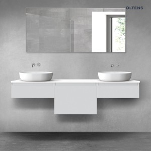 Oltens Vernal zestaw mebli łazienkowych 180 cm z blatem szary mat/biały połysk 68509700