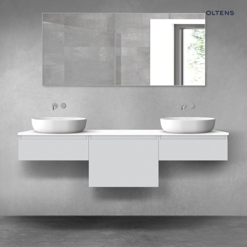 Oltens Vernal zestaw mebli łazienkowych 180 cm z blatem szary mat/biały połysk 68509700