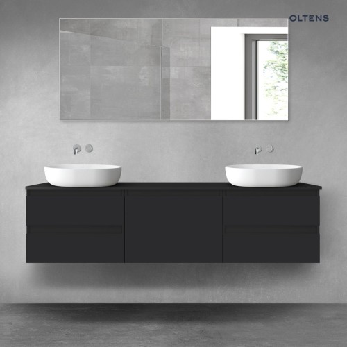 Oltens Vernal zestaw mebli łazienkowych 180 cm z blatem czarny mat 68491300