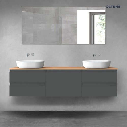 Oltens Vernal zestaw mebli łazienkowych 180 cm z blatem grafit mat/dąb 68498400