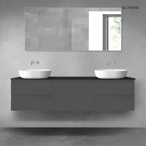 Oltens Vernal zestaw mebli łazienkowych 180 cm z blatem grafit mat/czarny mat 68505400