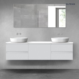Oltens Vernal zestaw mebli łazienkowych 180 cm z blatem szary mat/biały połysk 68512700