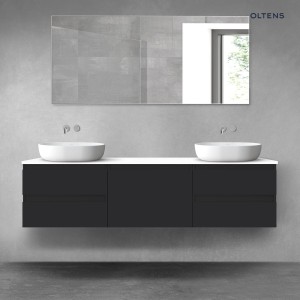 Oltens Vernal zestaw mebli łazienkowych 180 cm z blatem czarny mat/biały połysk 68512300