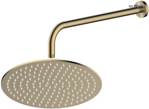 Oltens Vindel Lagan deszczownica 30 cm okrągła z ramieniem ściennym złoto szczotkowane 36014810