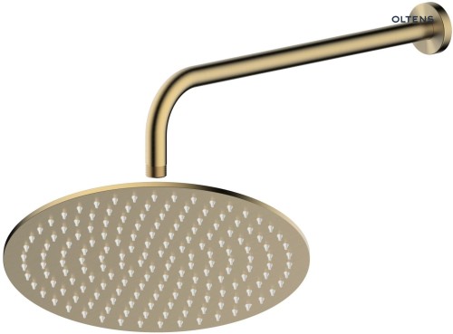 Oltens Vindel Lagan deszczownica 30 cm okrągła z ramieniem ściennym złoto szczotkowane 36014810