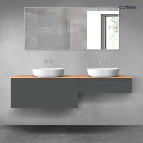 Oltens Vernal zestaw mebli łazienkowych 180 cm z blatem grafit mat/dąb 68566400