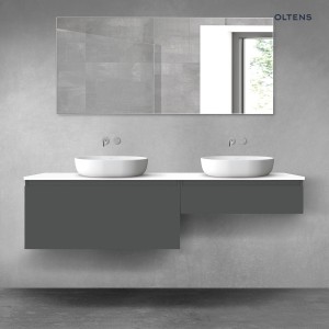 Oltens Vernal zestaw mebli łazienkowych 180 cm z blatem grafit mat/biały połysk 68575400