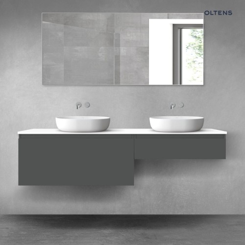 Oltens Vernal zestaw mebli łazienkowych 180 cm z blatem grafit mat/biały połysk 68575400