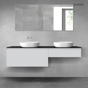 Oltens Vernal zestaw mebli łazienkowych 180 cm z blatem szary mat/czarny mat 68584700