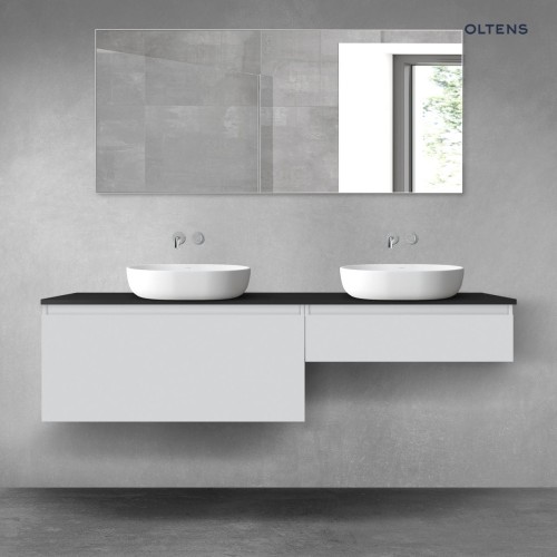 Oltens Vernal zestaw mebli łazienkowych 180 cm z blatem szary mat/czarny mat 68584700