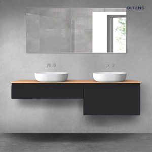Oltens Vernal zestaw mebli łazienkowych 180 cm z blatem czarny mat/dąb 68568300
