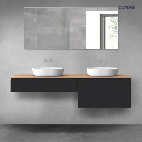 Oltens Vernal zestaw mebli łazienkowych 180 cm z blatem czarny mat/dąb 68568300