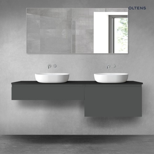 Oltens Vernal zestaw mebli łazienkowych 180 cm z blatem grafit mat/czarny mat 68586400