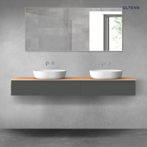 Oltens Vernal zestaw mebli łazienkowych 180 cm z blatem grafit mat/dąb 68565400