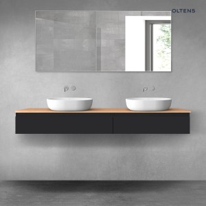 Oltens Vernal zestaw mebli łazienkowych 180 cm z blatem czarny mat/dąb 68565300